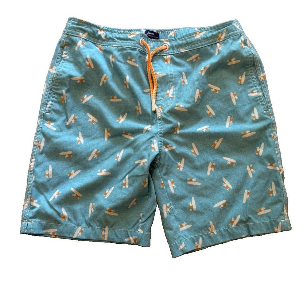 Johnnie-O Swim Trunks Boys Size 14 Blue Surfboard Print Board Shorts Mesh Liner